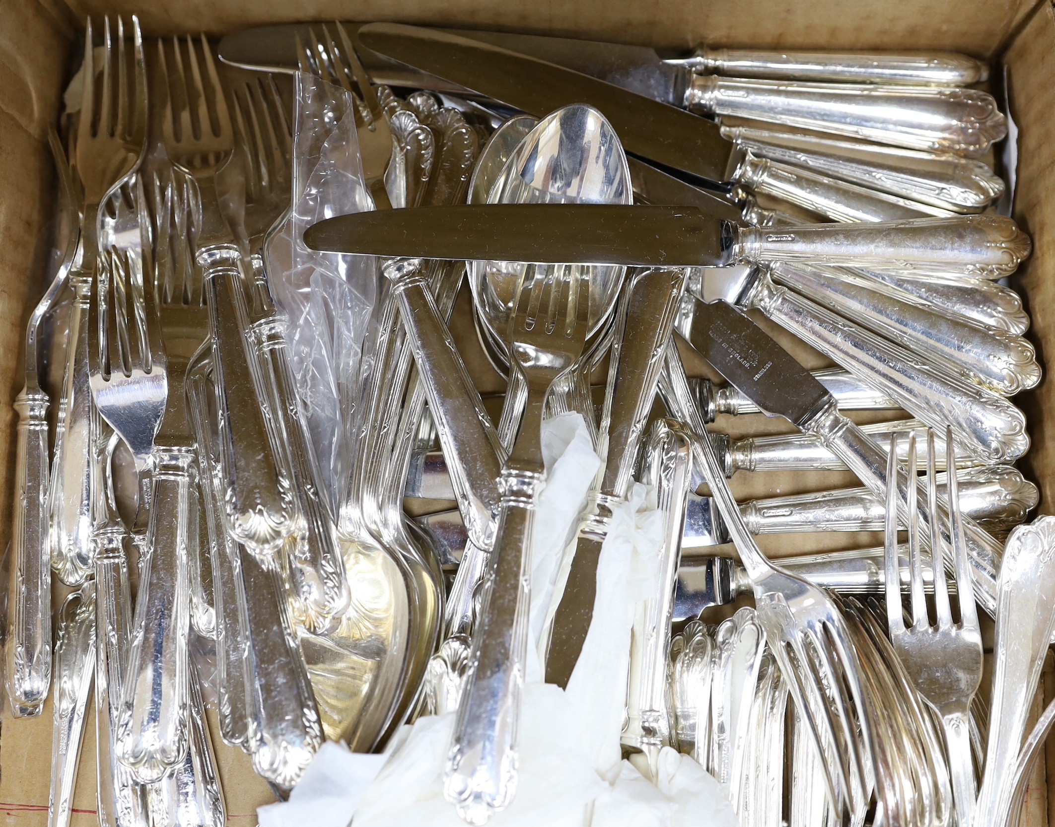 A suite of Roberts & Belk silver plated cutlery